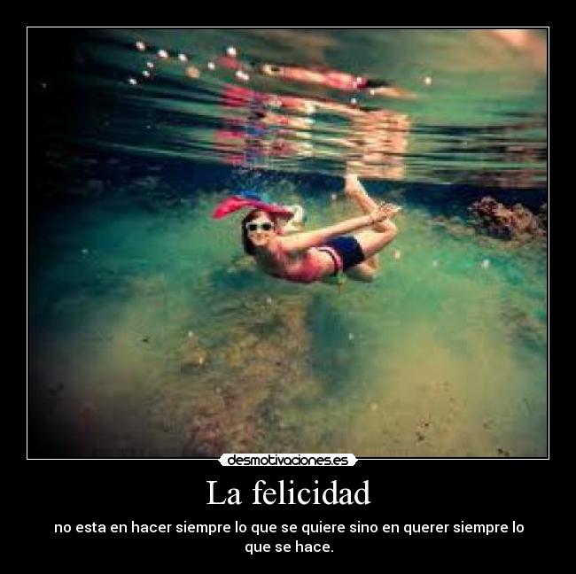 La felicidad - no esta en hacer siempre lo que se quiere sino en querer siempre lo que se hace.