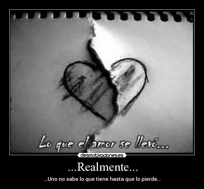 ...Realmente... - ...Uno no sabe lo que tiene hasta que lo pierde...