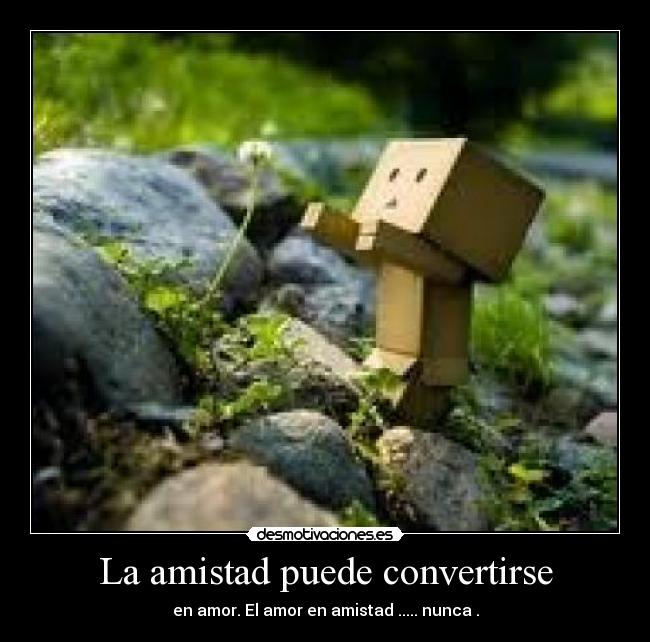 La amistad puede convertirse - en amor. El amor en amistad ..... nunca .