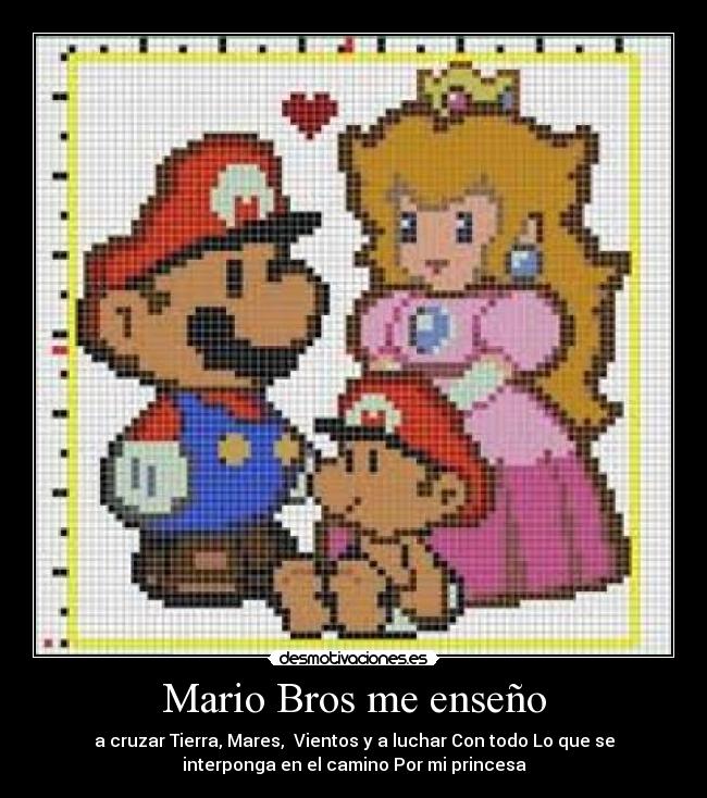 Mario Bros me enseño - a cruzar Tierra, Mares, Vientos y a luchar Con todo Lo que se
interponga en el camino Por mi princesa