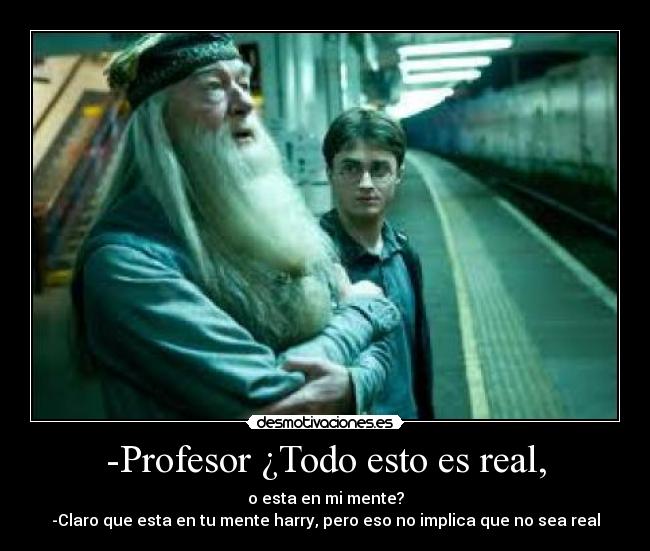 -Profesor ¿Todo esto es real, - o esta en mi mente?
-Claro que esta en tu mente harry, pero eso no implica que no sea real
