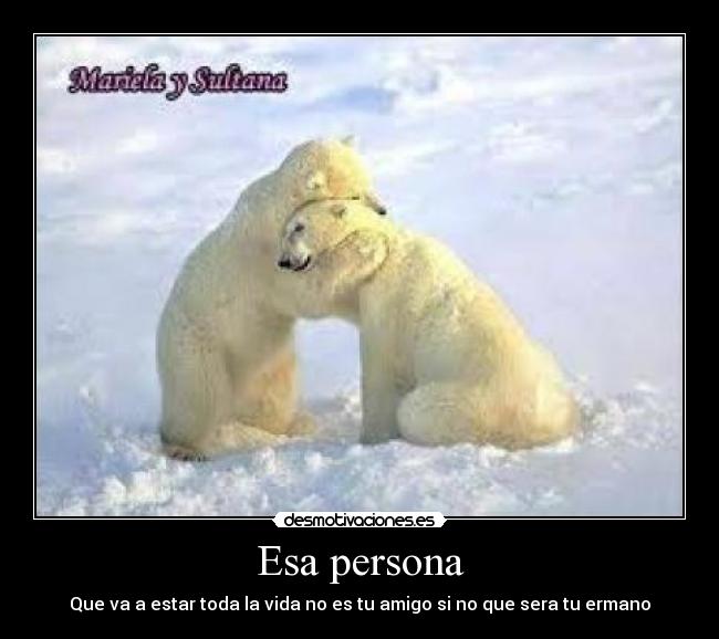 Esa persona - Que va a estar toda la vida no es tu amigo si no que sera tu ermano