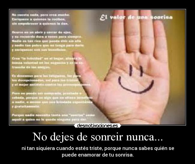 No dejes de sonreir nunca... -