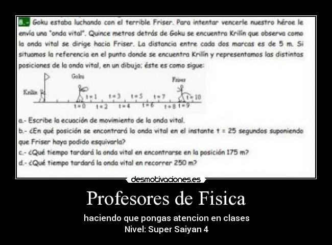 Profesores de Fisica - haciendo que pongas atencion en clases
Nivel: Super Saiyan 4