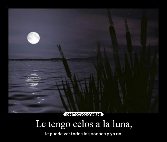 Le tengo celos a la luna, - le puede ver todas las noches y yo no.