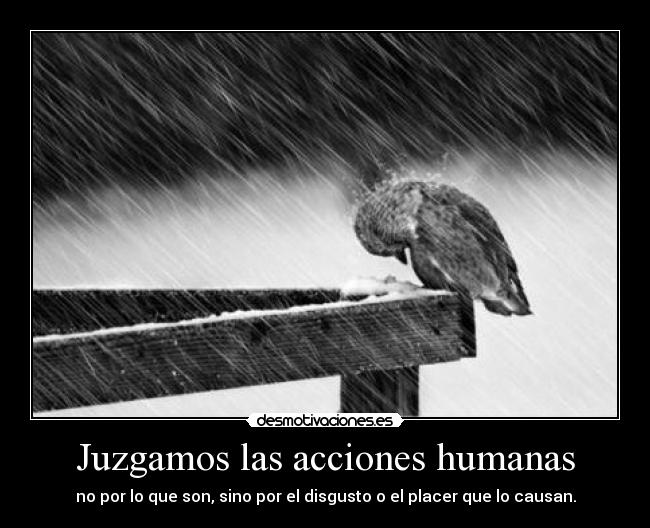Juzgamos las acciones humanas - no por lo que son, sino por el disgusto o el placer que lo causan.