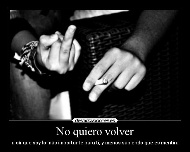 No quiero volver - a oír que soy lo más importante para ti, y menos sabiendo que es mentira