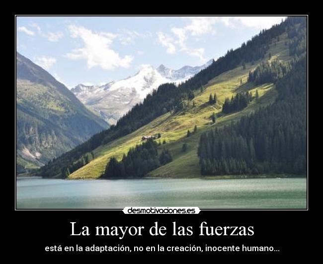 La mayor de las fuerzas - está en la adaptación, no en la creación, inocente humano...