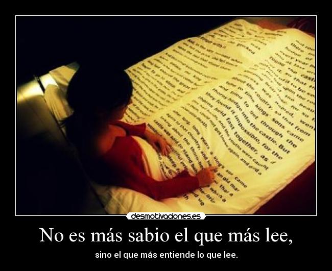 No es más sabio el que más lee, - sino el que más entiende lo que lee.