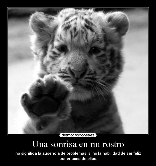 Una sonrisa en mi rostro - no significa la ausencia de problemas, si no la habilidad de ser feliz
por encima de ellos.