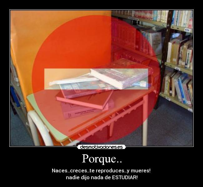 Porque.. - Naces..creces..te reproduces..y mueres!
nadie dijo nada de ESTUDIAR!