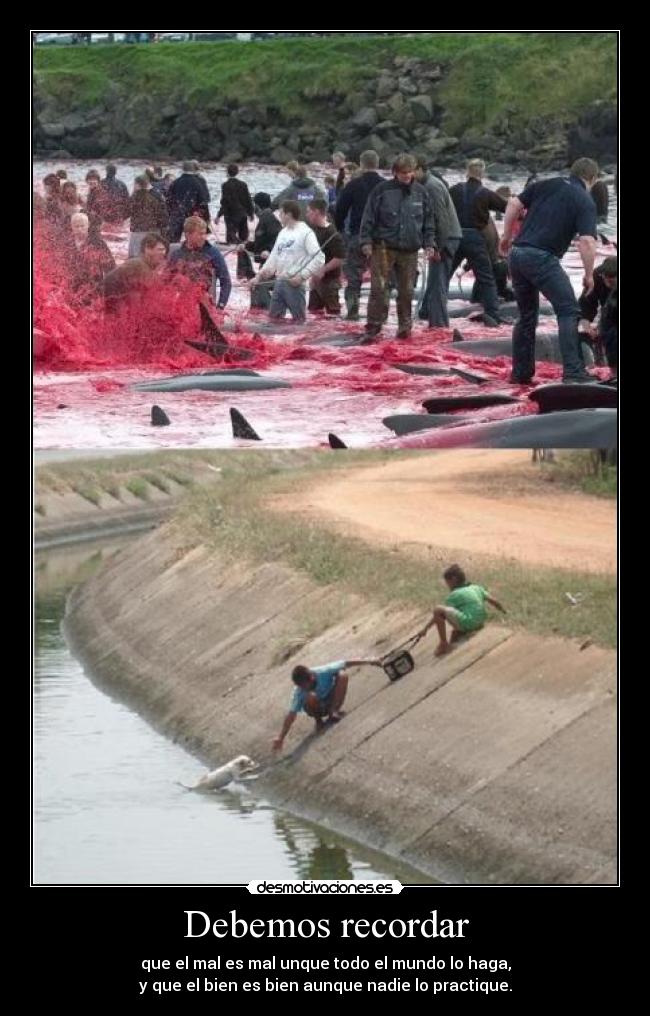 Debemos recordar - que el mal es mal unque todo el mundo lo haga,
y que el bien es bien aunque nadie lo practique.