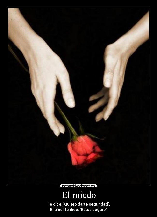 El miedo - Te dice: Quiero darte seguridad.
El amor te dice: Estas seguro.