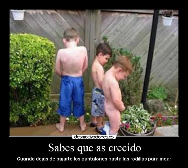 Sabes que as crecido - Cuando dejas de bajarte los pantalones hasta las rodillas para mear