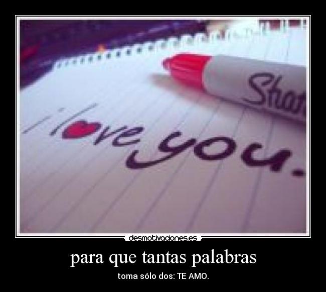 para que tantas palabras - toma sólo dos: TE AMO.
