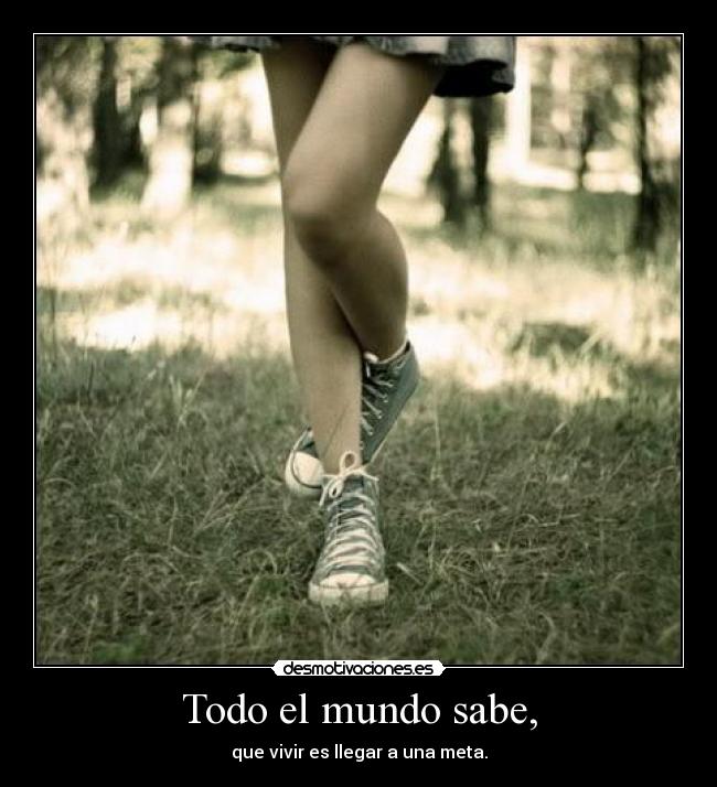 Todo el mundo sabe, - que vivir es llegar a una meta.