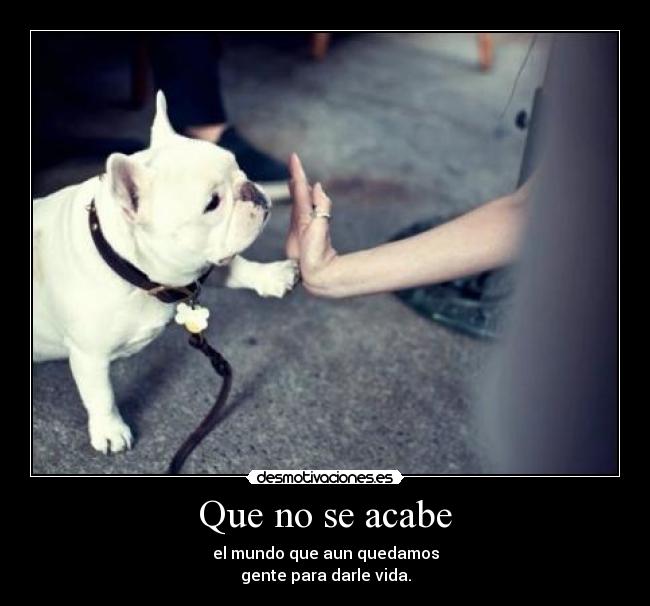 Que no se acabe - el mundo que aun quedamos
gente para darle vida.