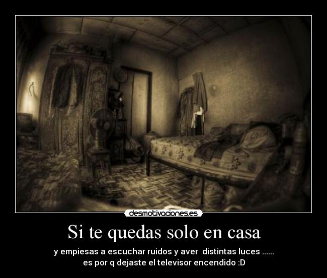 Si te quedas solo en casa - y empiesas a escuchar ruidos y aver  distintas luces ......
es por q dejaste el televisor encendido :D