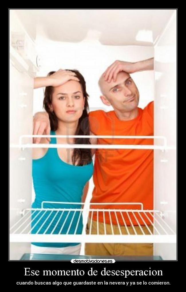 Ese momento de desesperacion - cuando buscas algo que guardaste en la nevera y ya se lo comieron.