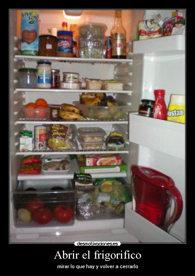 Abrir el frigorifico - mirar lo que hay y volver a cerrarlo