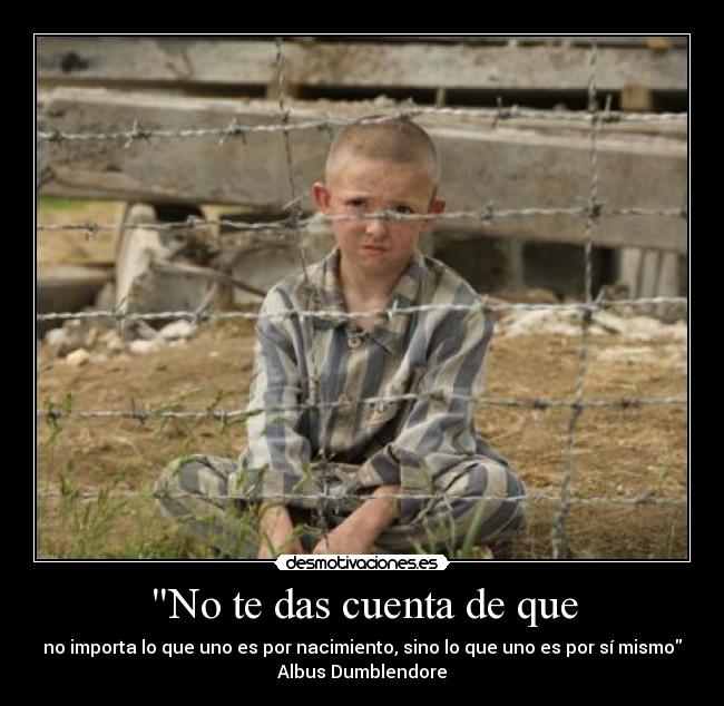 No te das cuenta de que - no importa lo que uno es por nacimiento, sino lo que uno es por sí mismo
Albus Dumblendore