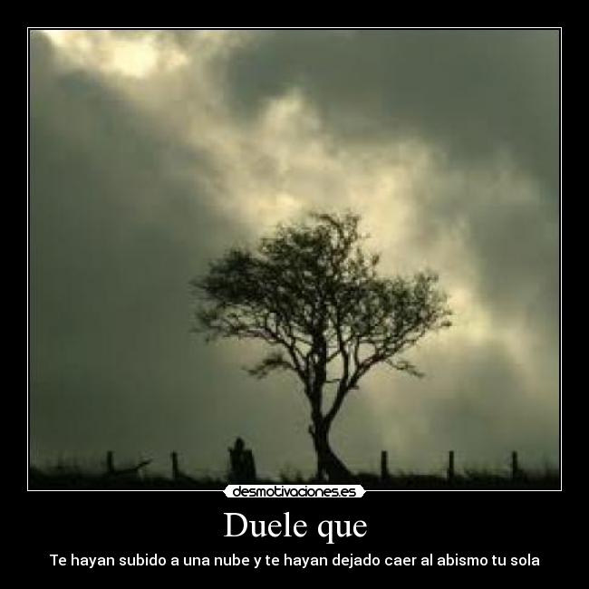 Duele que - Te hayan subido a una nube y te hayan dejado caer al abismo tu sola
