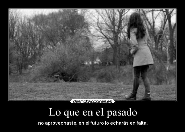 Lo que en el pasado - no aprovechaste, en el futuro lo echarás en falta.