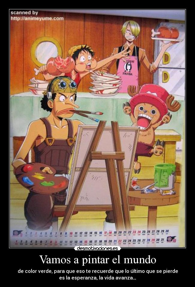 carteles mundo one piece luffy sanji chopper ussop desmotivaciones