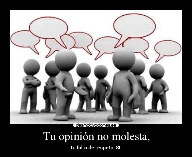 Tu opinión no molesta, - tu falta de respeto :SI.