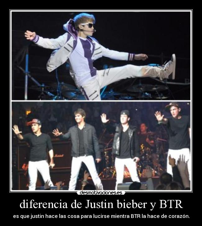 diferencia de Justin bieber y BTR -
