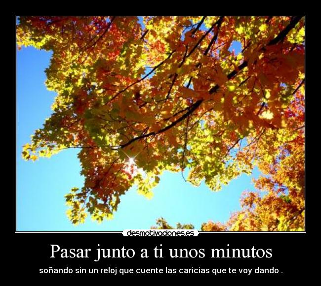 Pasar junto a ti unos minutos - soñando sin un reloj que cuente las caricias que te voy dando .