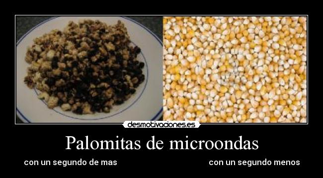 Palomitas de microondas - con un segundo de mas                                              con un segundo menos
