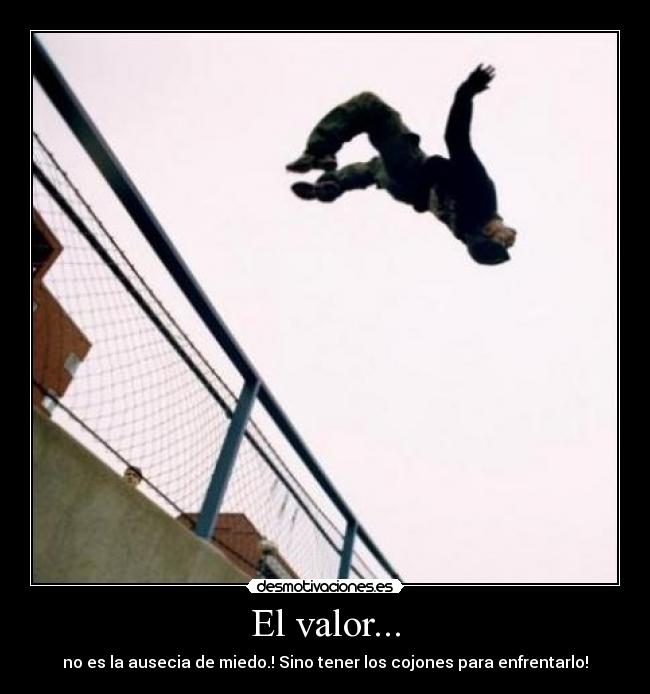 El valor... - no es la ausecia de miedo.! Sino tener los cojones para enfrentarlo!