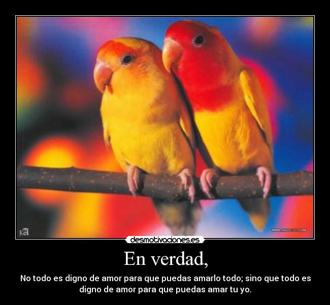 En verdad, - No todo es digno de amor para que puedas amarlo todo; sino que todo es
digno de amor para que puedas amar tu yo.