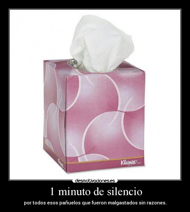 1 minuto de silencio - por todos esos pañuelos que fueron malgastados sin razones.