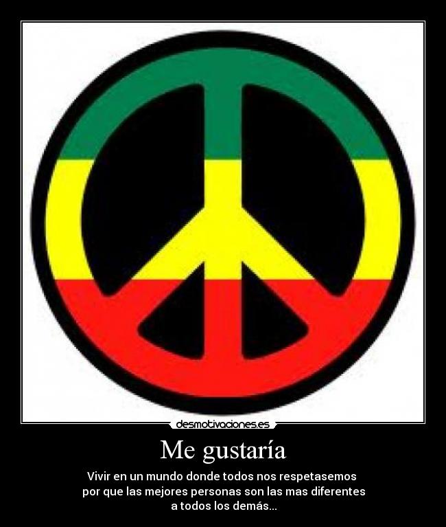 Me gustaría - Vivir en un mundo donde todos nos respetasemos
por que las mejores personas son las mas diferentes
a todos los demás...