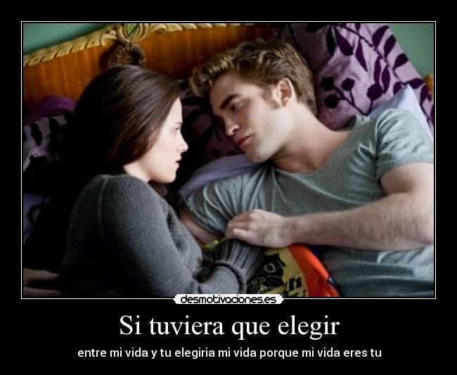 Si tuviera que elegir - entre mi vida y tu elegiria mi vida porque mi vida eres tu