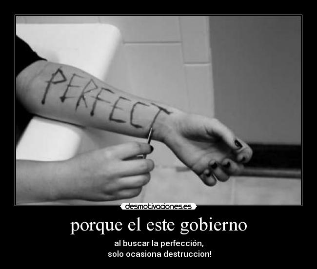 porque el este gobierno - al buscar la perfección,
 solo ocasiona destruccion!