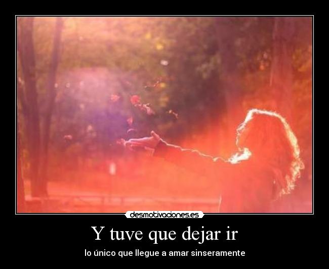 Y tuve que dejar ir - lo único que llegue a amar sinseramente