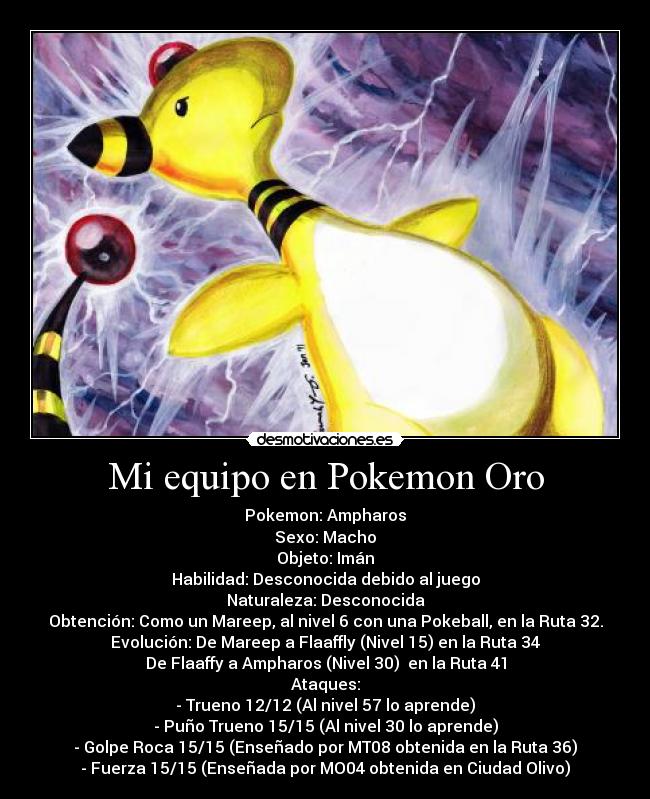 carteles pokemon ferdo equipo pokemon oro ampharos desmotivaciones