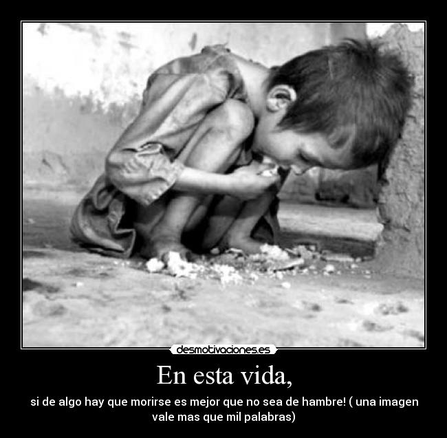 En esta vida, - si de algo hay que morirse es mejor que no sea de hambre! ( una imagen
vale mas que mil palabras)
