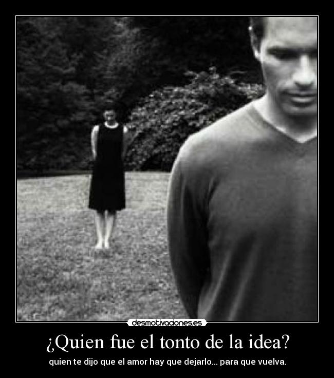 ¿Quien fue el tonto de la idea? - quien te dijo que el amor hay que dejarlo... para que vuelva.