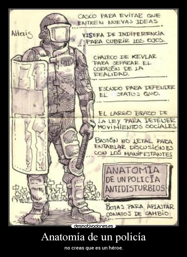 carteles policia escudo anatomia desmotivaciones