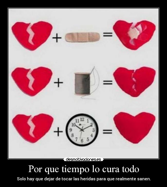 Por que tiempo lo cura todo - Solo hay que dejar de tocar las heridas para que realmente sanen.