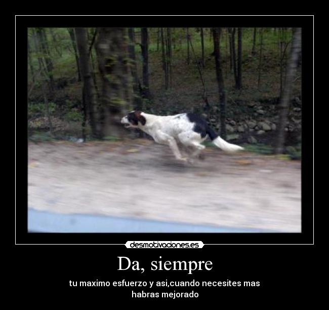 Da, siempre - tu maximo esfuerzo y asi,cuando necesites mas
habras mejorado