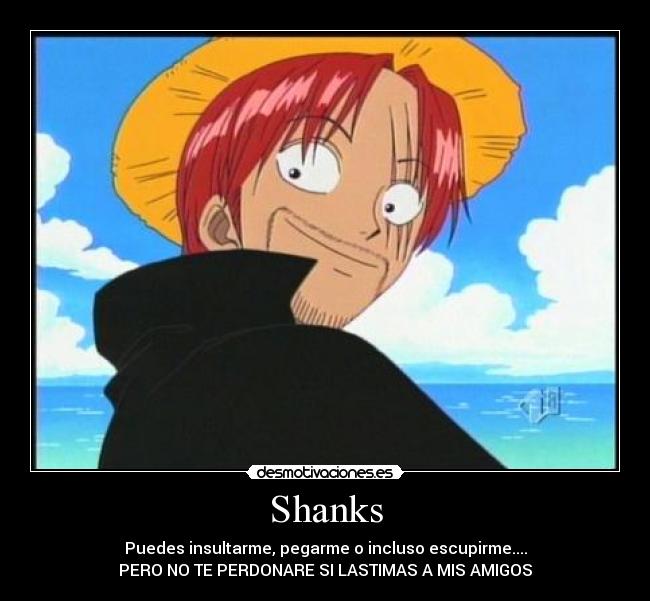 Shanks - Puedes insultarme, pegarme o incluso escupirme....
PERO NO TE PERDONARE SI LASTIMAS A MIS AMIGOS