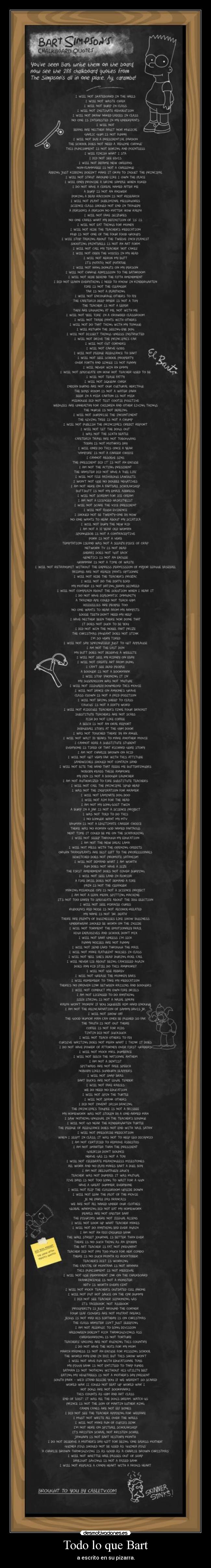 Todo lo que Bart - a escrito en su pizarra.