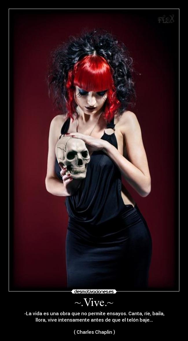 ~.Vive.~ - -La vida es una obra que no permite ensayos. Canta, ríe, baila,
llora, vive intensamente antes de que el telón baje...
( Charles Chaplin )