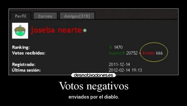 Votos negativos - enviados por el diablo.