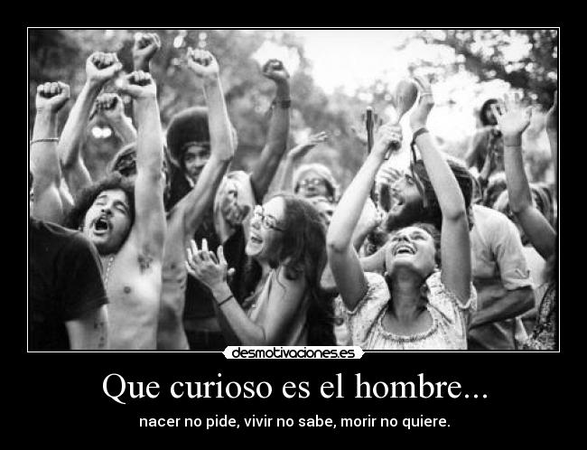 Que curioso es el hombre... - nacer no pide, vivir no sabe, morir no quiere.